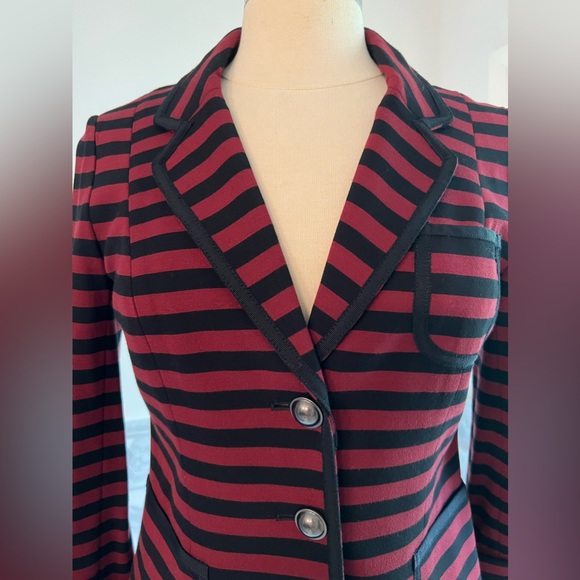 Banana Republic Burgundy and Black Stripes 3/4 Sleeves Jacket - Picture 2 of 8